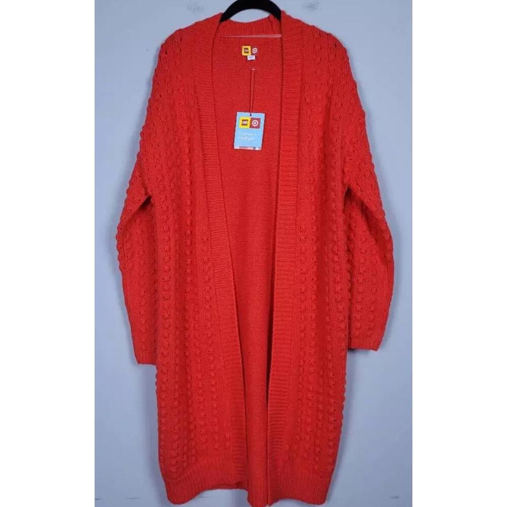 Lego Womens Small Wool Blend Long Cardigan Sweater Red